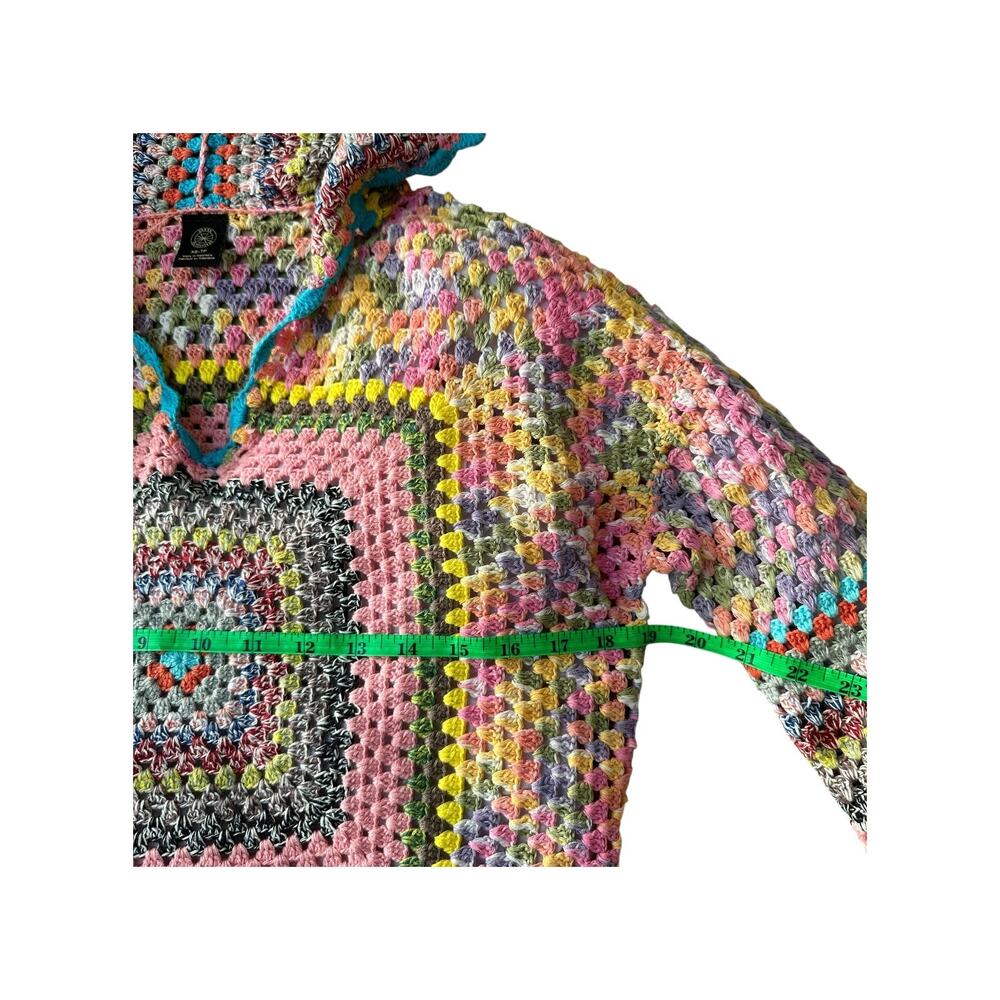 Urban Outfitters Hand-Crocheted Square Hoodie Sweatshirt Size XS Multicolor - Picture 11 of 15